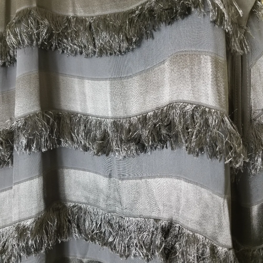 HUNTER BELL black overlay fuzzy stripe sleeveless spaghetti strap maxi dress - Picture 8 of 10